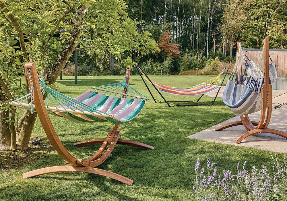 Hamac sur pied bois 1 personne polyester coton Spring - ECLOZ