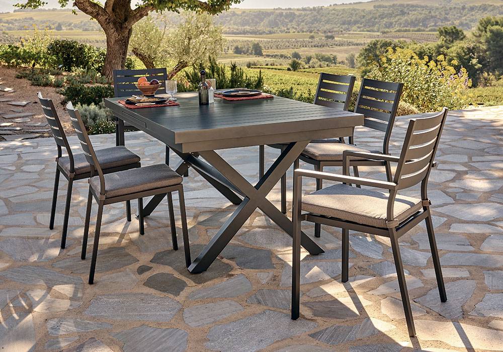Table de jardin rectangulaire extensible 8/10 personnes anthracite Fargo ECLOZ