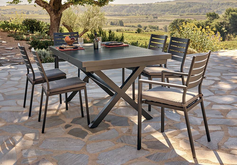 Table de jardin rectangulaire extensible 8/10 personnes anthracite Fargo ECLOZ