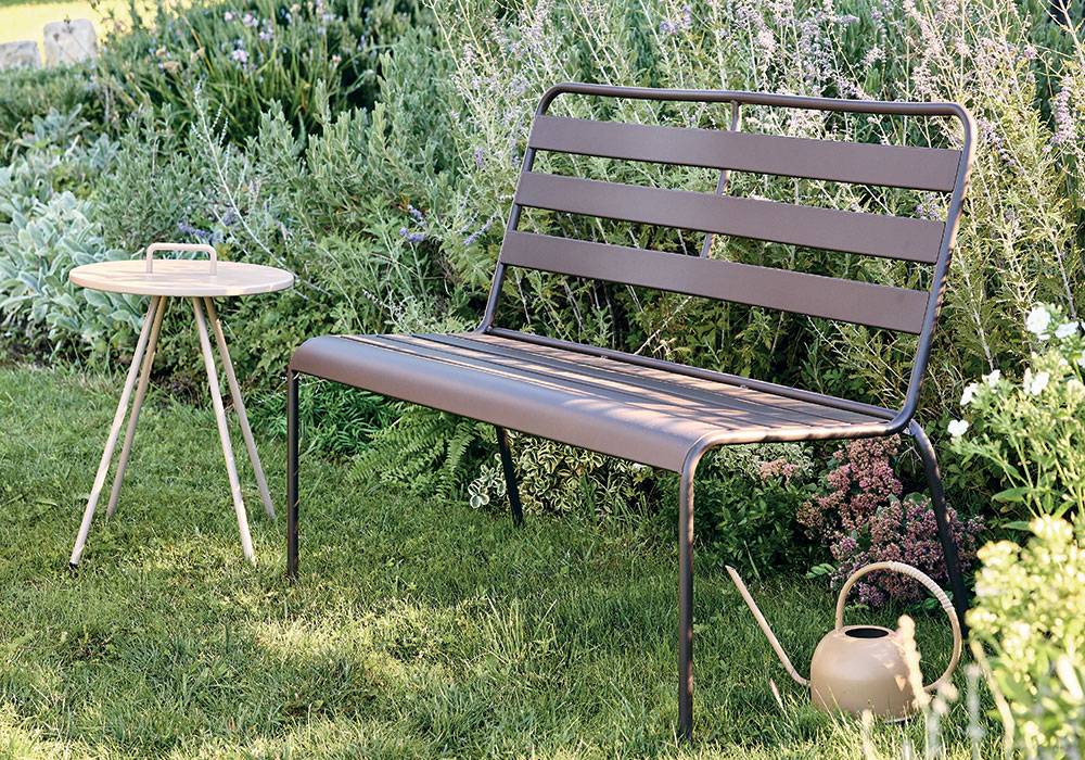 Banc de jardin acier 2 places marron Fanny ECLOZ