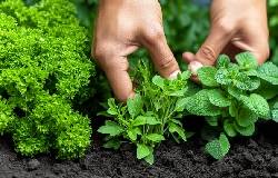 Récolte de plantes aromatiques
