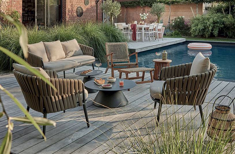 Salon de jardin aluminium gris 5 personnes Elisabeth ECLOZ