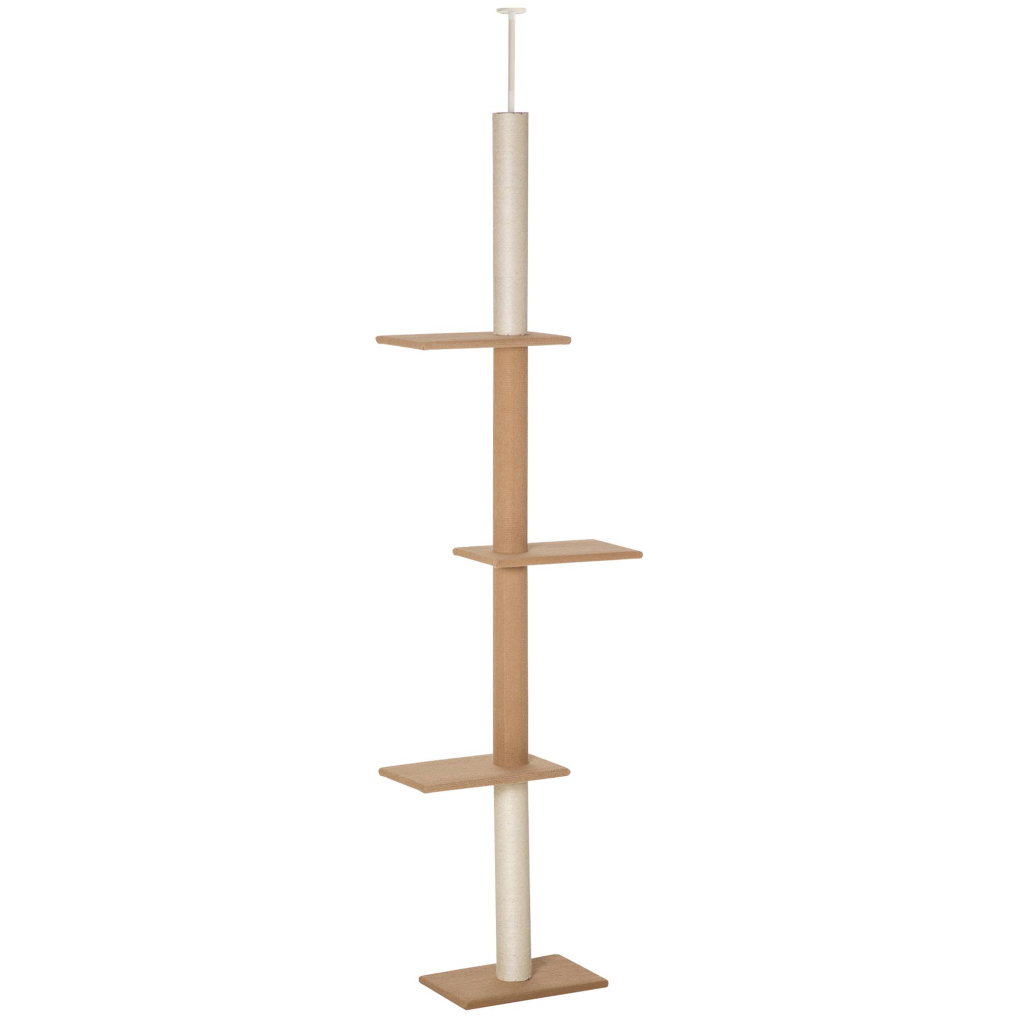 Arbre à chat sol-plafond réglable 228-260cm, couleur kaki pour le jeu des chats - Image 1