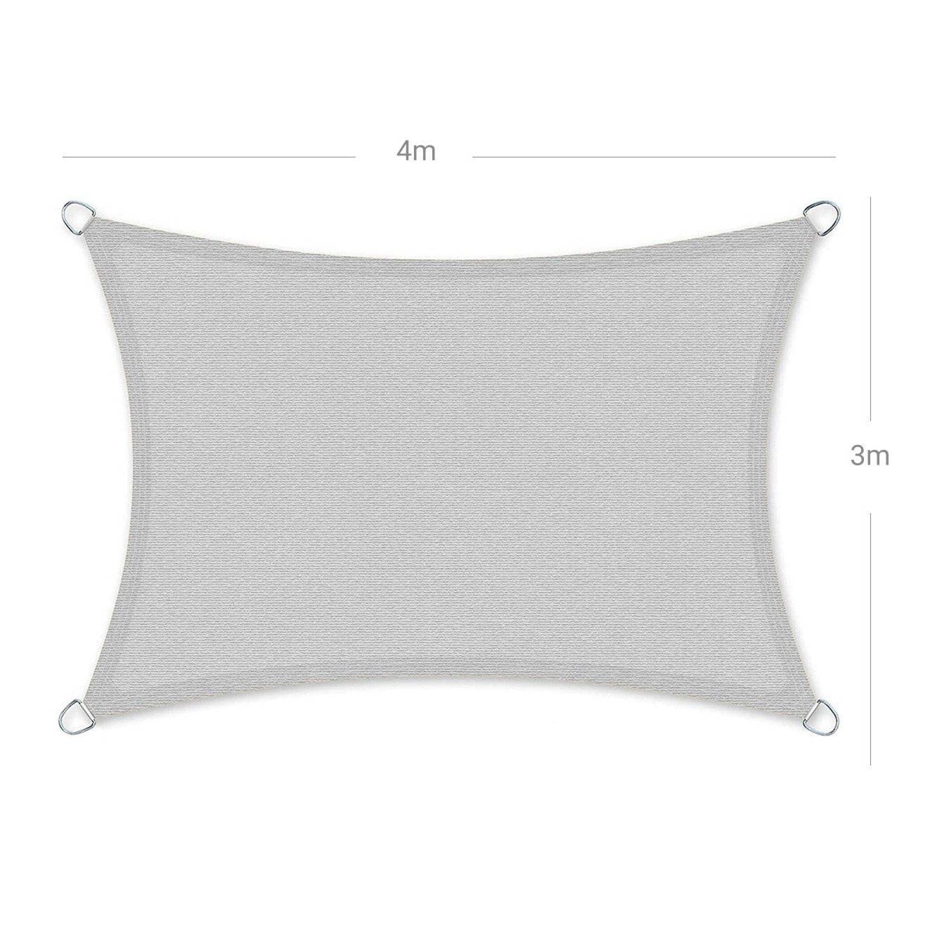 Helloshop26 - Voile d'ombrage 85% de protection UV en HDPE résistant à la déchirure résistant aux intempéries pour terrasse jardin camping concave 3 x 4 m gris cla - Imagen 5