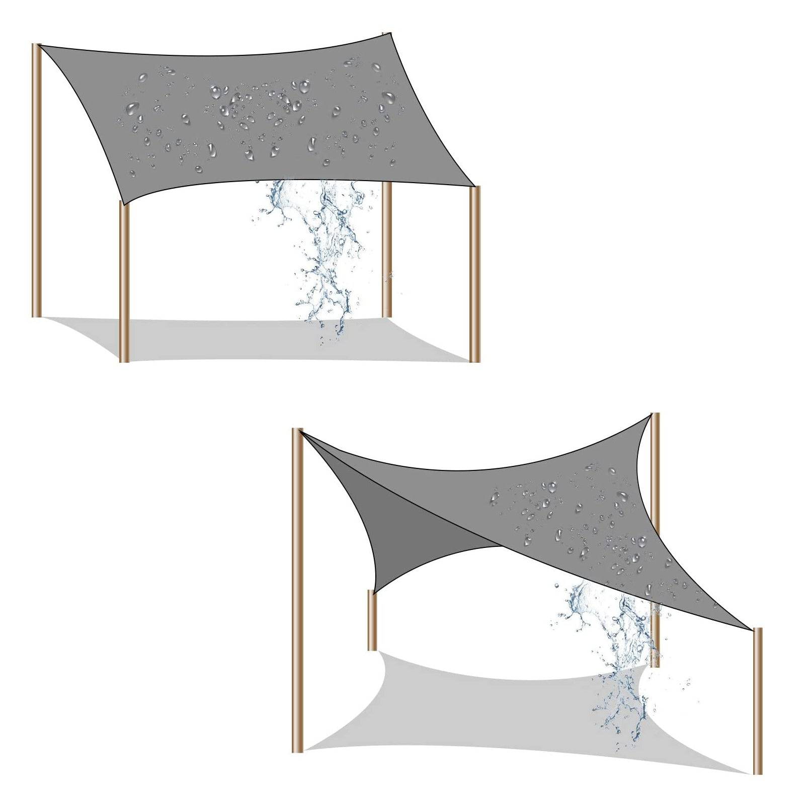 Helloshop26 - Voile d'ombrage 85% de protection UV en HDPE résistant à la déchirure résistant aux intempéries pour terrasse jardin camping concave 3 x 4 m gris cla - Imagen 4