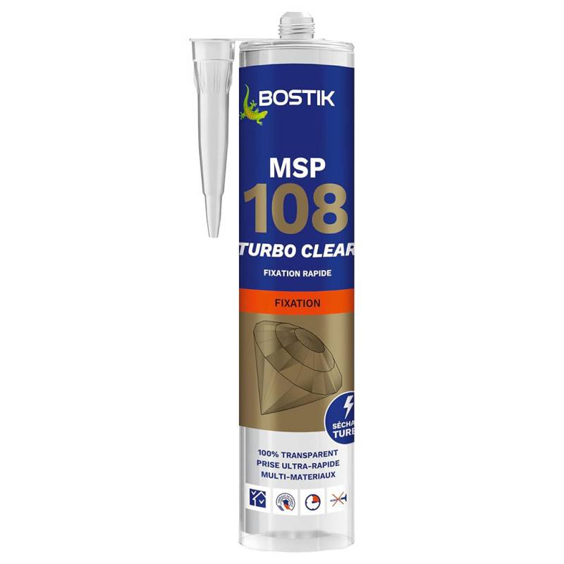 Bostik - BOSTIK MSP 108 TURBO CLEAR Mastic polymère pour fixations rapides et transparentes 290ml Transparent - Image 1