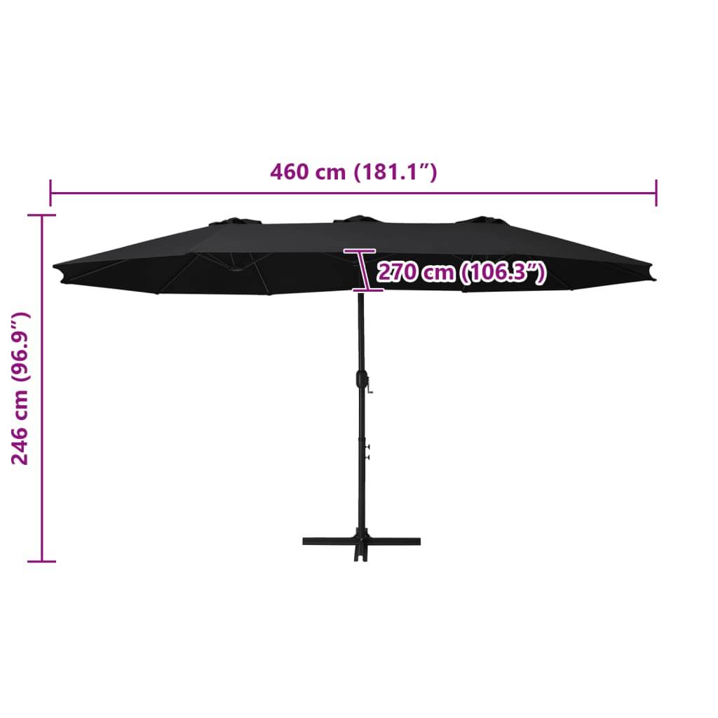 Vidaxl - Parasol d'extérieur et poteau en aluminium 460x270 cm Noir vidaXL 47302 - Imagen 2
