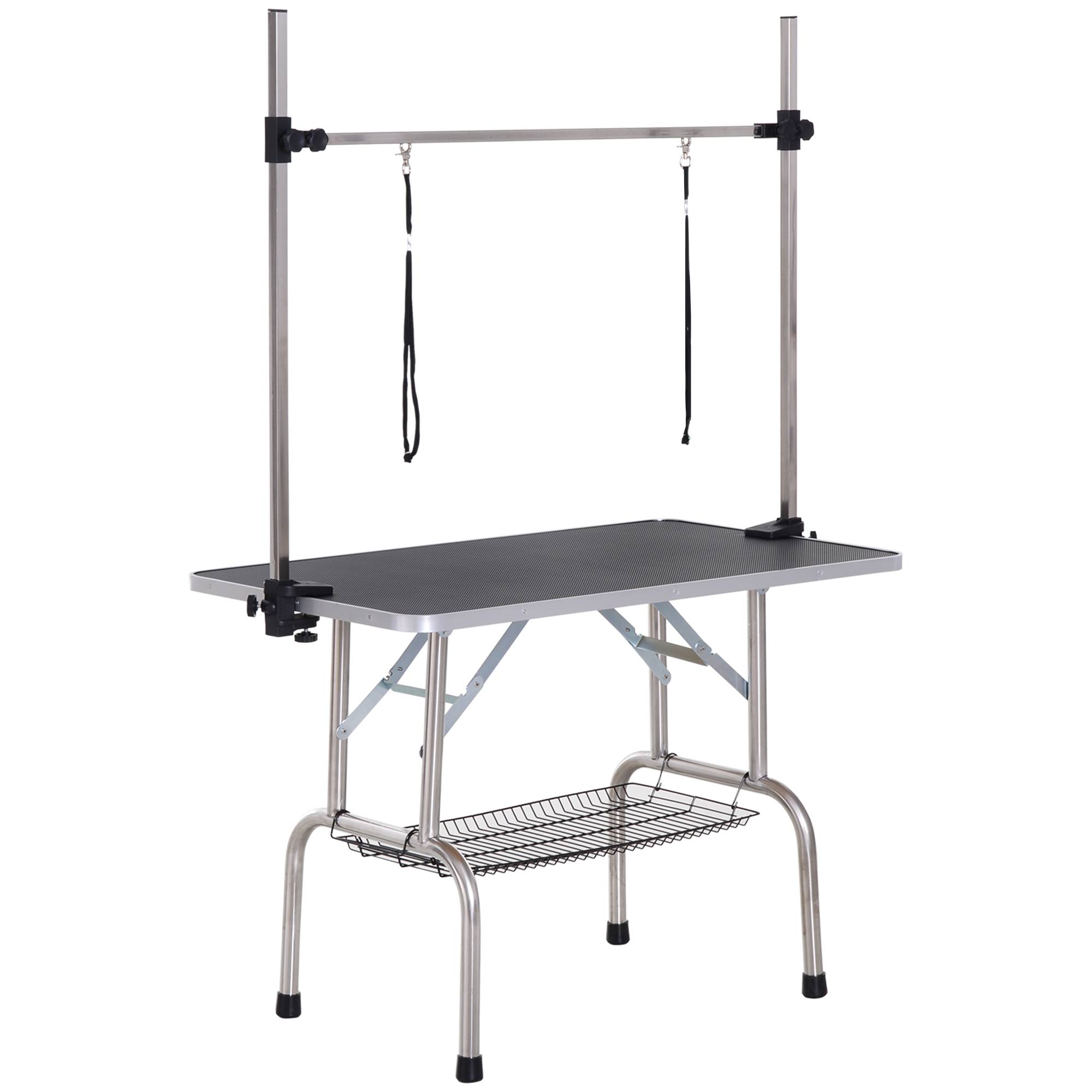 ComfortXL - Table de toilettage chien acier inoxydable 107 x 60 cm potence réglable pliante - ComfortXL Outdoor Living
