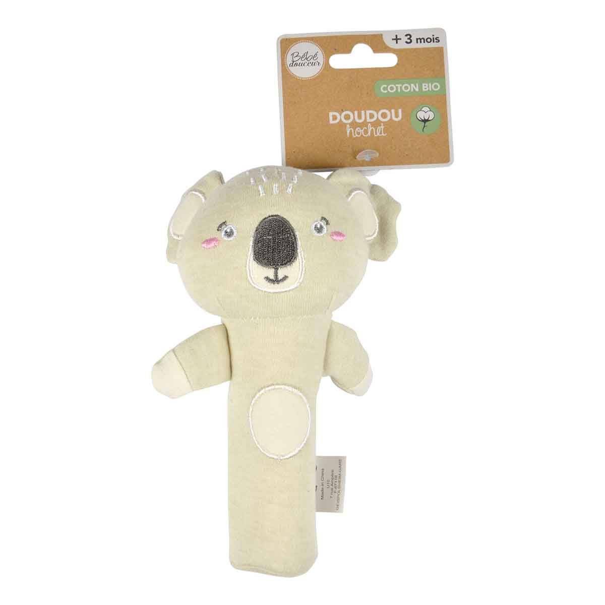 Doudou Hochet Long Bébé "Koala" 18cm Naturel - Image 3