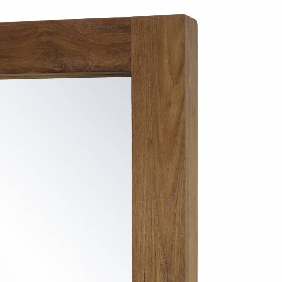 Macabane - ALIDA - Miroir rectangulaire marron 180x80cm bois teck - Imagen 3