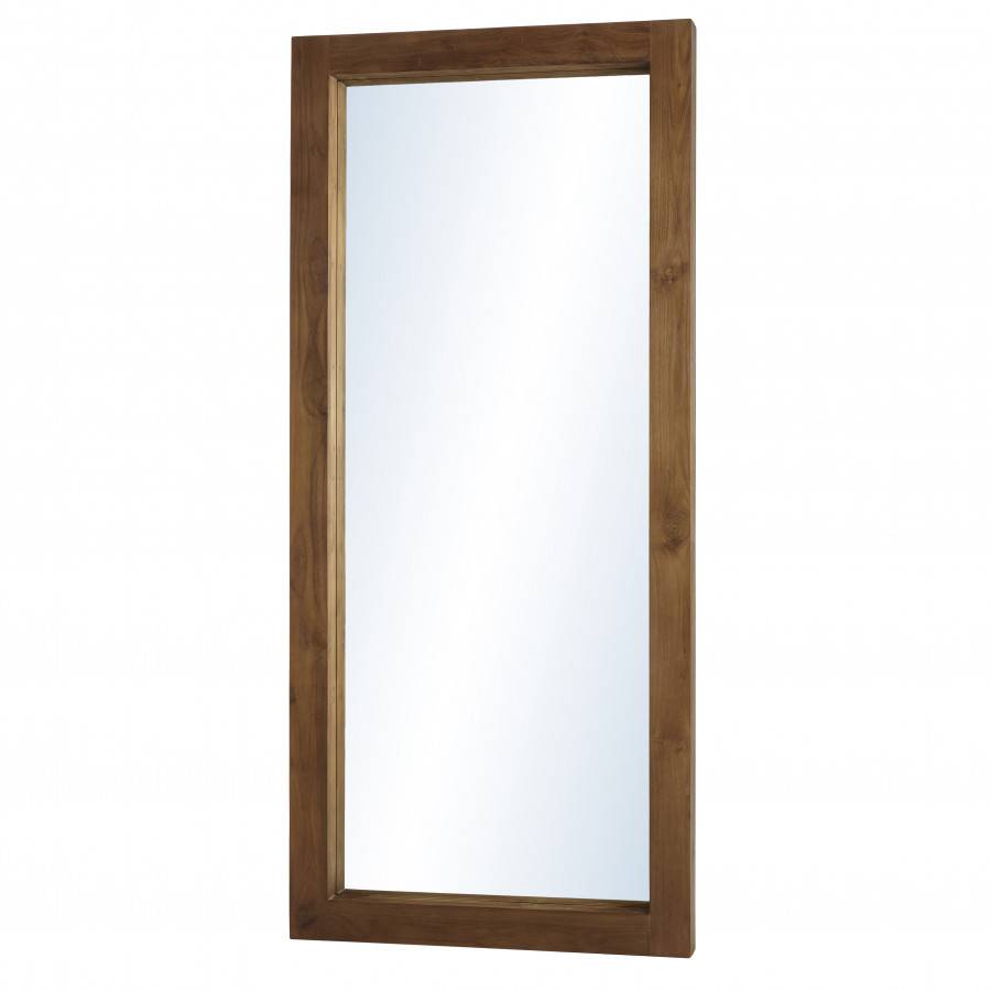 Macabane - ALIDA - Miroir rectangulaire marron 180x80cm bois teck - Imagen 7