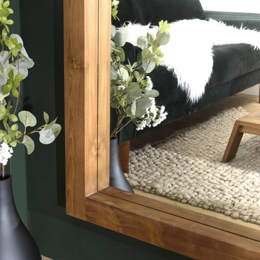 Macabane - ALIDA - Miroir rectangulaire marron 180x80cm bois teck - Imagen 4