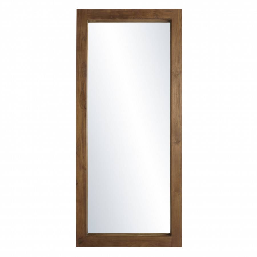 Macabane - ALIDA - Miroir rectangulaire marron 180x80cm bois teck - Imagen 1