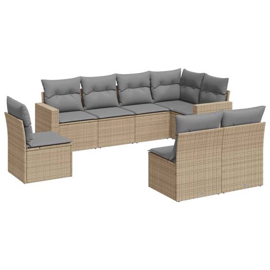 Salon de jardin 8 personnes résine tressée modulable avec coussins confort Beige – ComfortXL Outdoor Living - Image 2