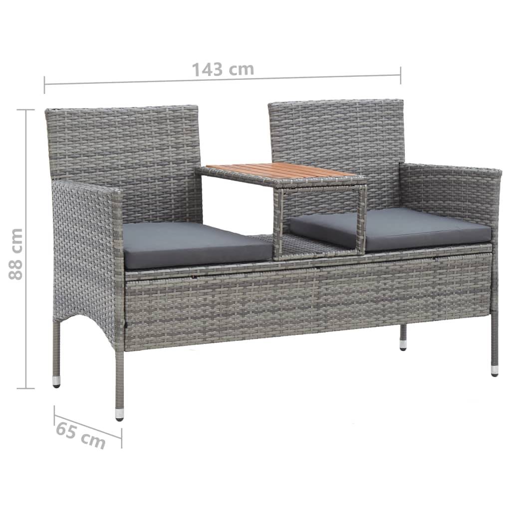 Maison Chic - Banc de jardin - Banc d'extérieur - Banquette 2 places et table à thé 143 cm poly rotin gris - Imagen 6