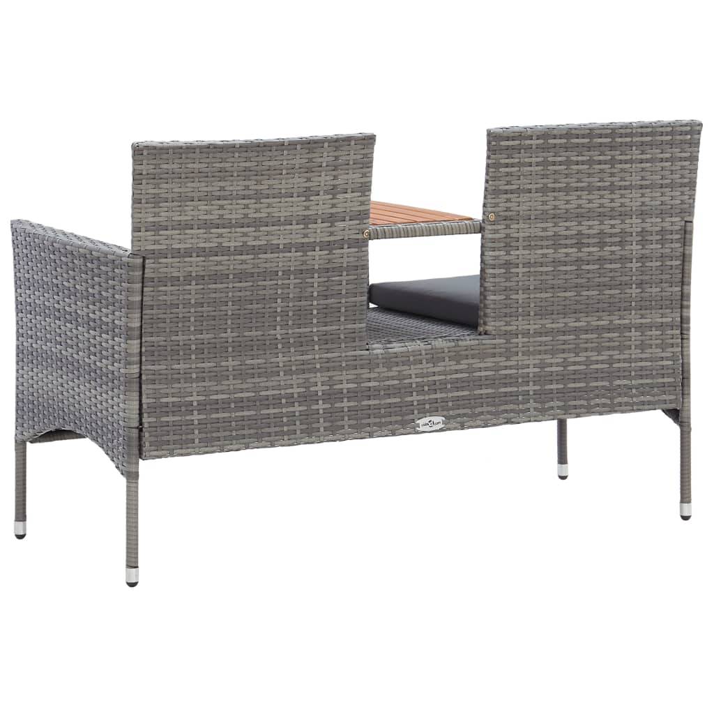 Maison Chic - Banc de jardin - Banc d'extérieur - Banquette 2 places et table à thé 143 cm poly rotin gris - Imagen 4