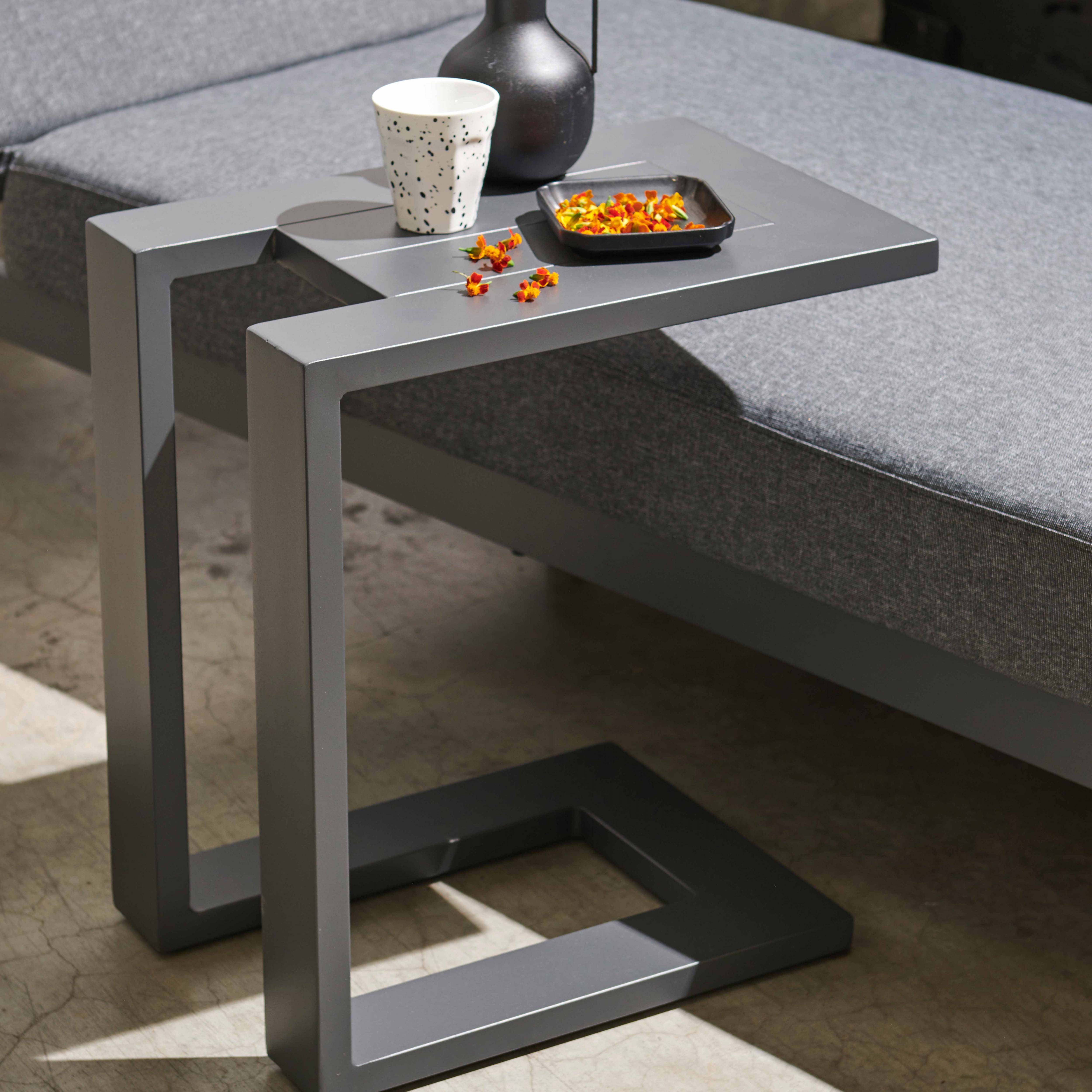 Oviala - Tablette pour bain de soleil en aluminium gris Galapagos - Oviala - Imagen 2