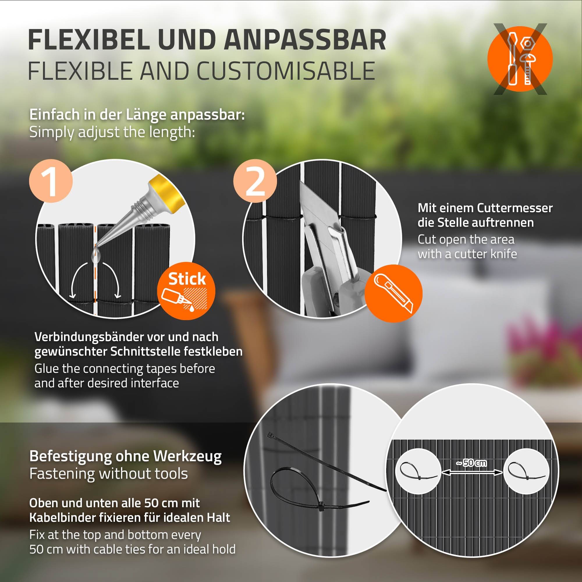 Ecd-Germany - Filet de protection visuelle de jardin natte en PVC 90x300 cm clôture - Imagen 5