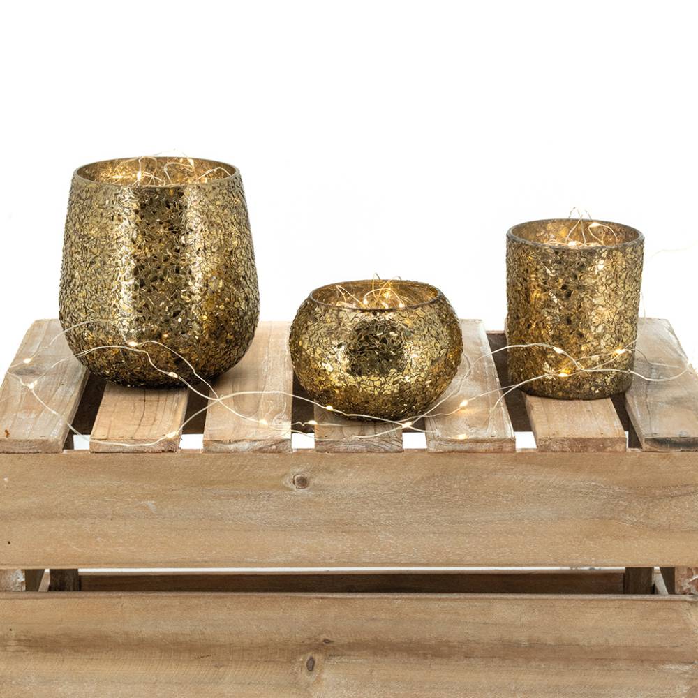 Aubry Gaspard - Photophore ronds en verre doré - Imagen 2