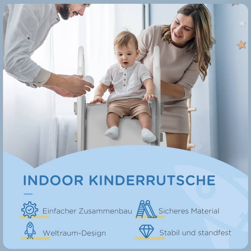 Toboggan enfant design fusée avec set d’autocollants, gris, pour 1,5 à 3 ans, dimensions 157 x 46,5 x 80 cm - Image 6
