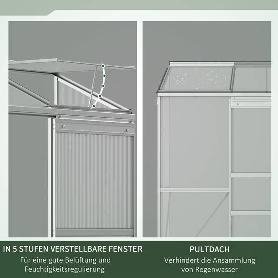 Serre adossée aluminium polycarbonate murale avec porte coulissante 192x68x196cm - ComfortXL Outdoor Living - Image 7