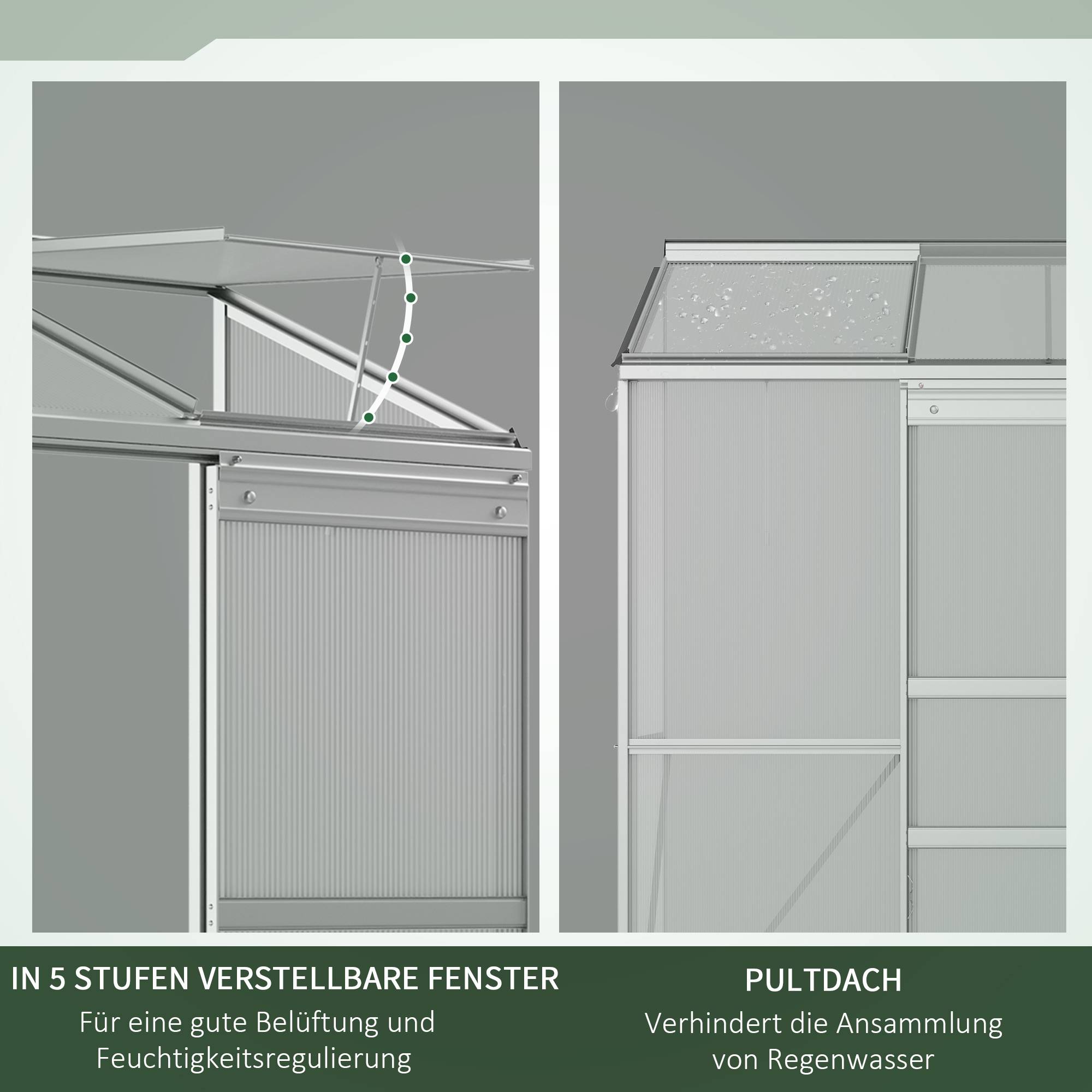 Serre adossée aluminium polycarbonate murale avec porte coulissante 192x68x196cm - ComfortXL Outdoor Living - Image 7
