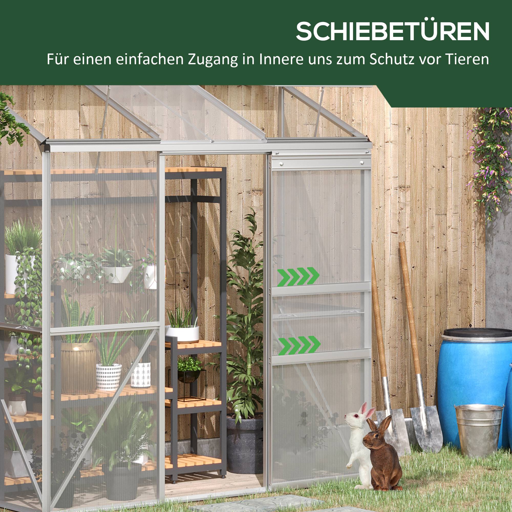 Serre adossée aluminium polycarbonate murale avec porte coulissante 192x68x196cm - ComfortXL Outdoor Living - Image 8