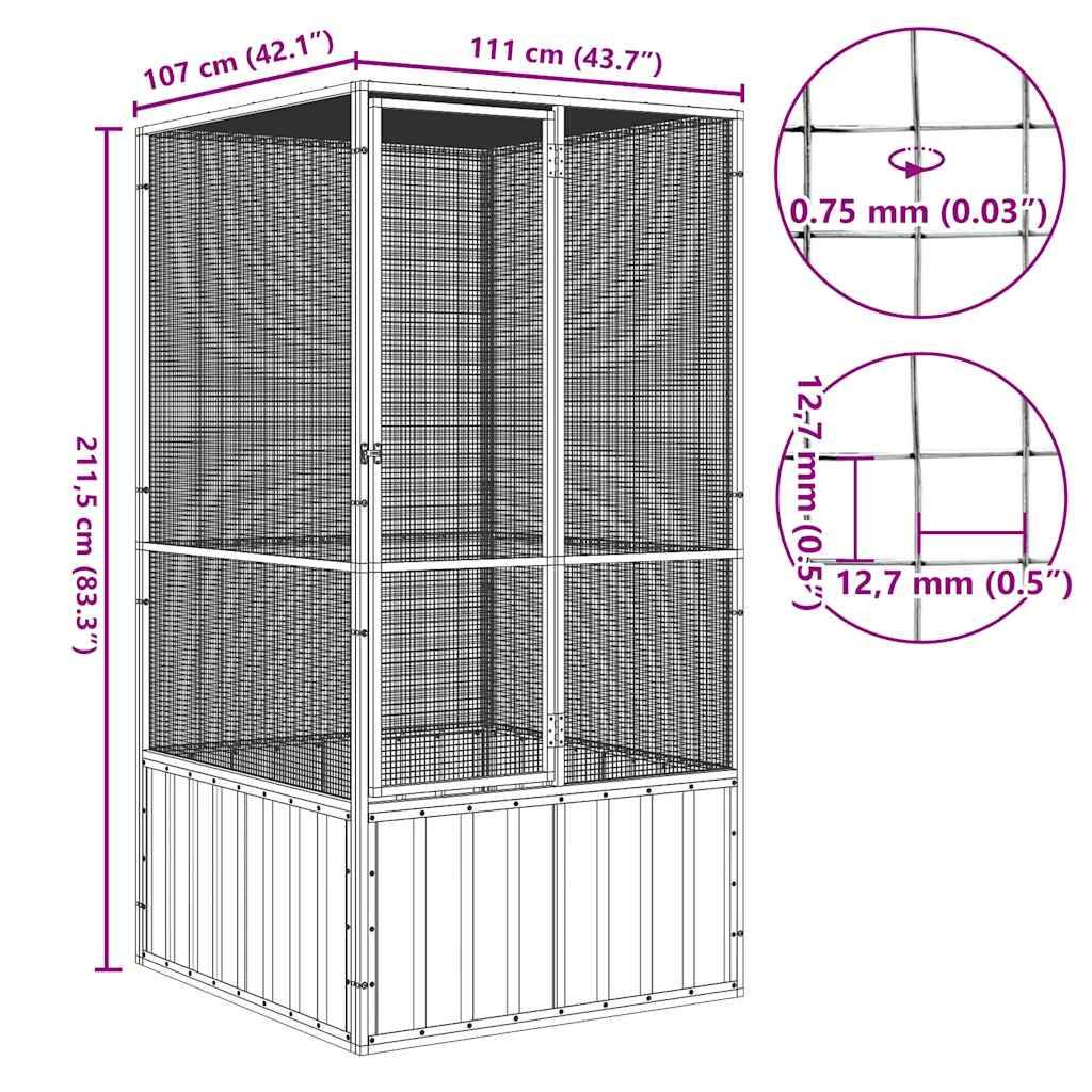 Cage Oiseaux Acier Galvanisé Aérée Protection Anthracite 111x107cm - ComfortXL Outdoor Living - Image 6