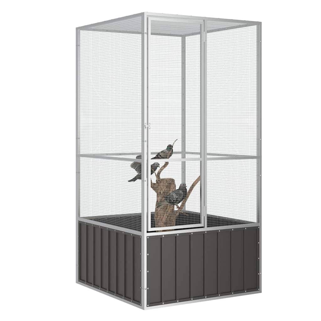 Cage Oiseaux Acier Galvanisé Aérée Protection Anthracite 111x107cm - ComfortXL Outdoor Living - Image 2