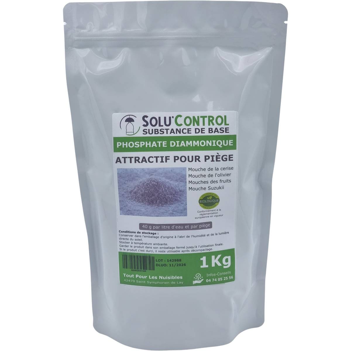 SOLU'CONTROL - Phosphate Diammonique, appât naturel contre les mouches des fruits - Sac de 1 kg - Image 2