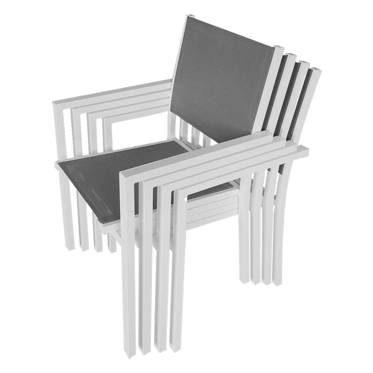 Happy Garden - Salon de jardin BERGAMO en textilène gris 4 places - aluminium blanc - HAPPY GARDEN - Imagen 4