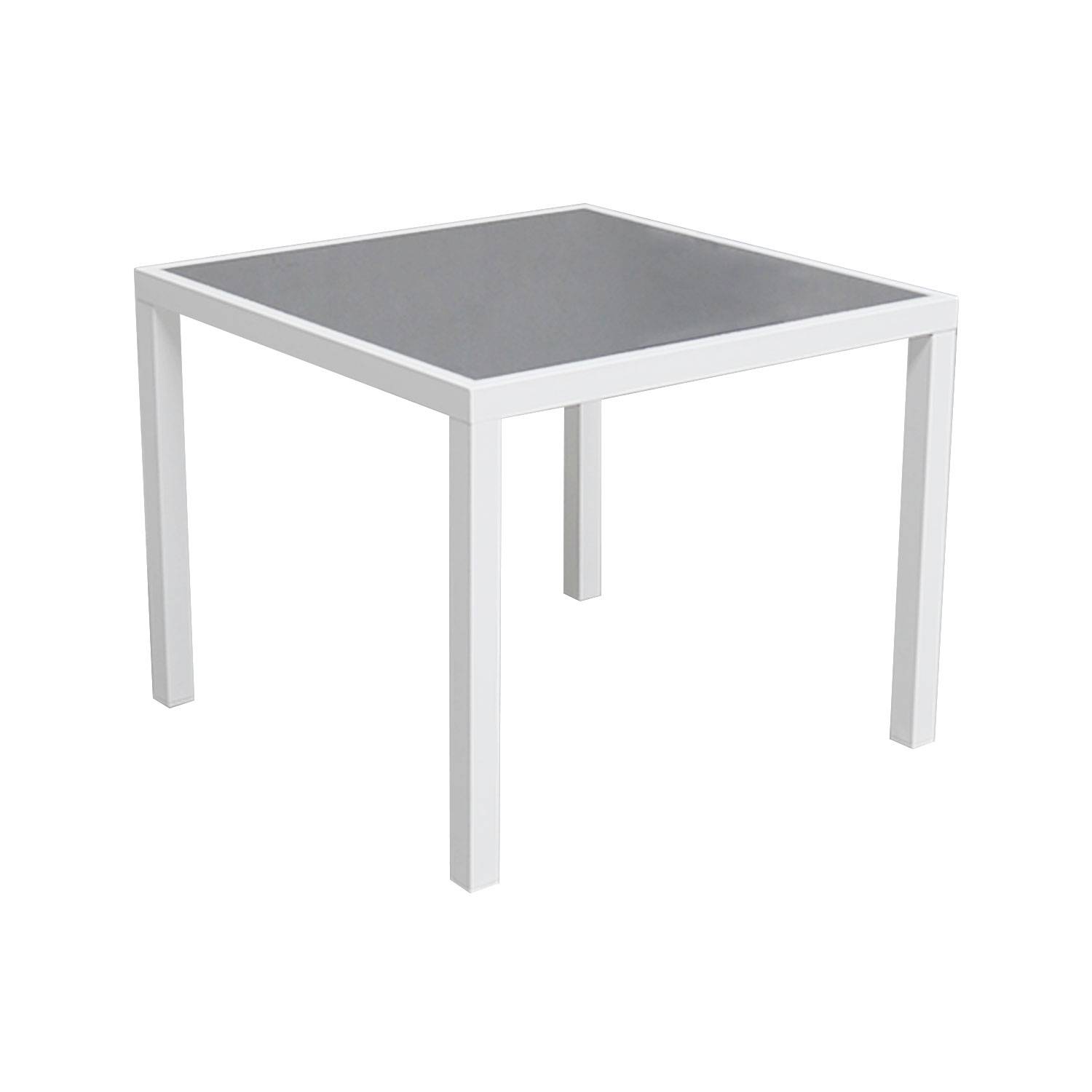 Happy Garden - Salon de jardin BERGAMO en textilène gris 4 places - aluminium blanc - HAPPY GARDEN - Imagen 2