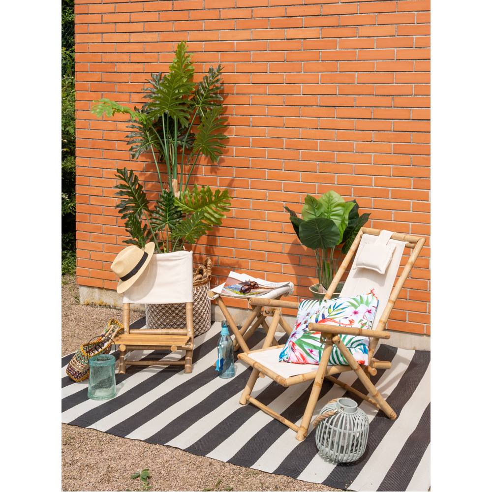 Aubry Gaspard - Grand tapis d'extérieur en polypropylène 160 x 230 cm Rayures - Noir - Imagen 2