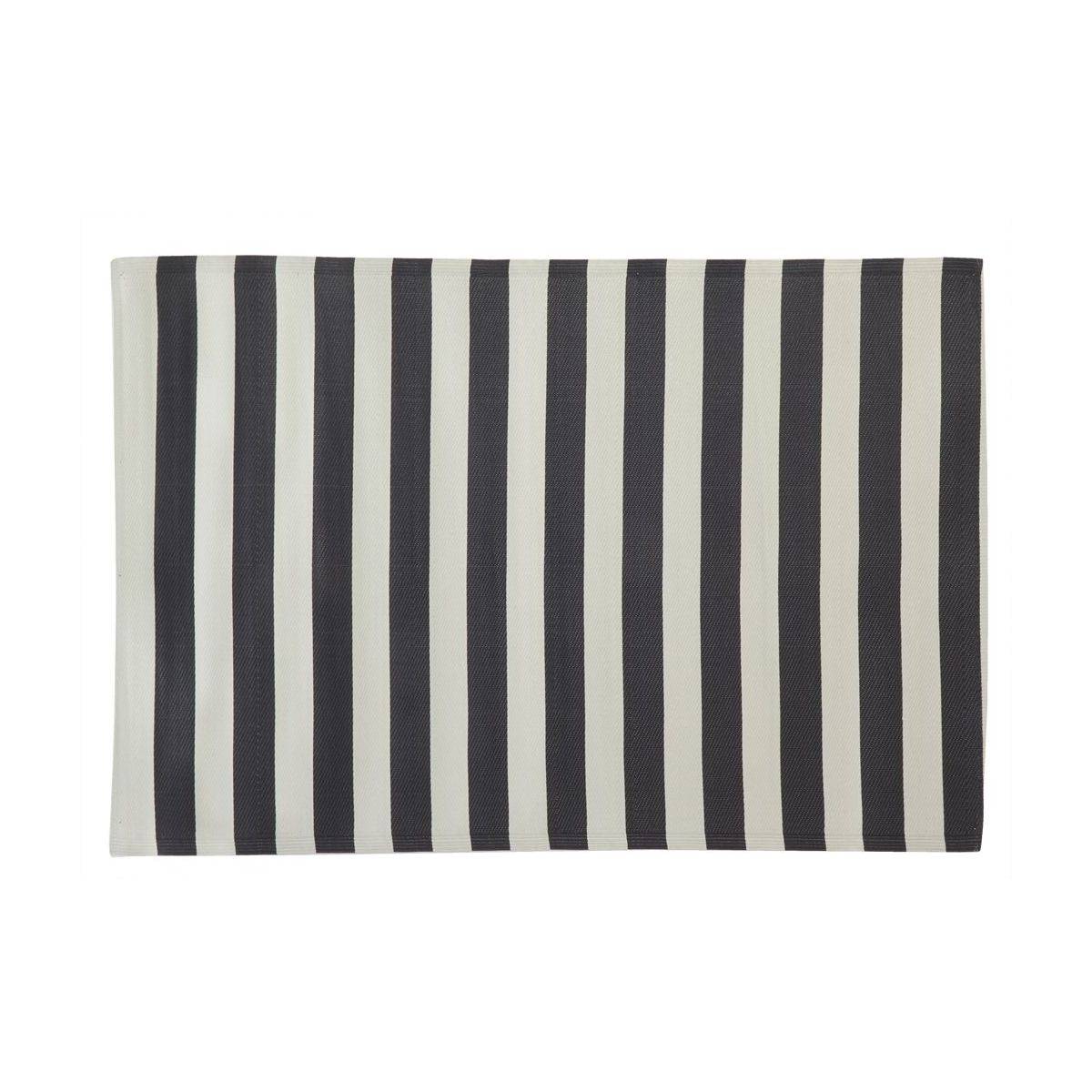 Aubry Gaspard - Grand tapis d'extérieur en polypropylène 160 x 230 cm Rayures - Noir - Imagen 1