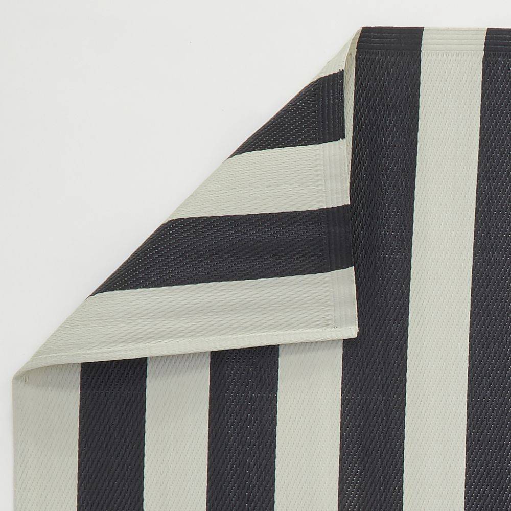 Aubry Gaspard - Grand tapis d'extérieur en polypropylène 160 x 230 cm Rayures - Noir - Imagen 4