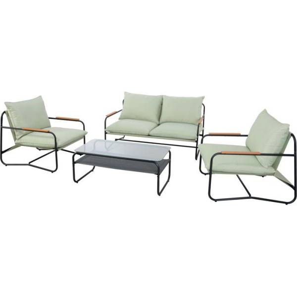 Pro Loisirs - Salon bas de jardin - Aluminium - Proloisirs - 4 personnes - Graphite - Coussins inclus - XERES SET