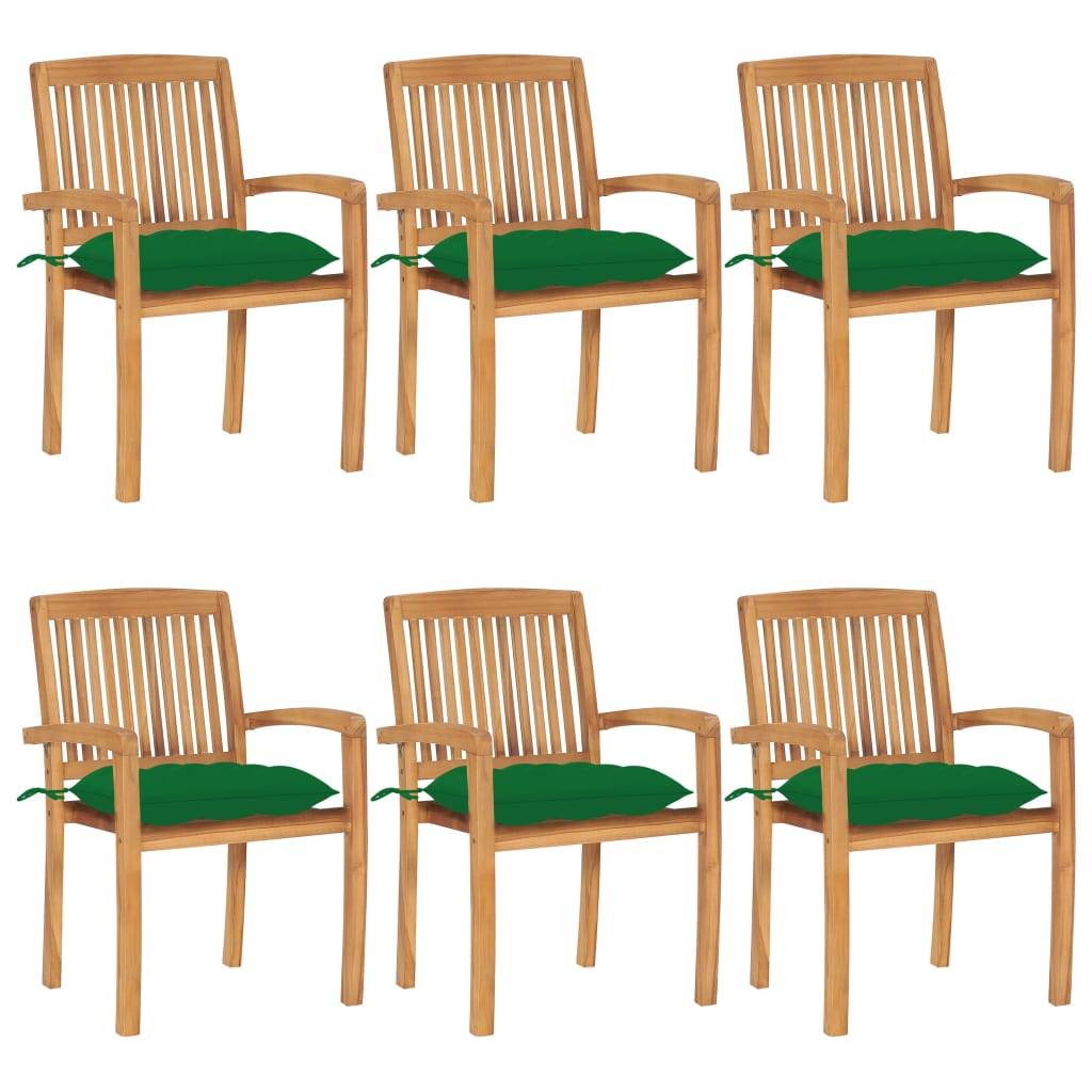 Chaises de jardin empilables teck vert lot de 6 60 x 57.5 x 90 cm - PANGIVO - Image 1