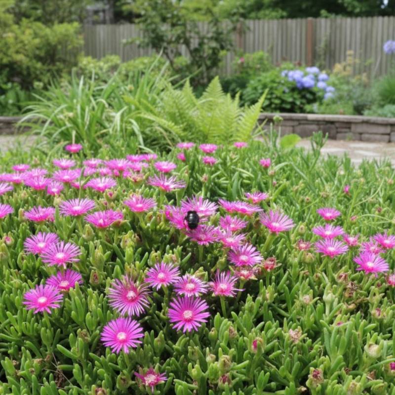 Delosperma cooperi, Pourpier vivace à fleurs Violette/ - feuillage