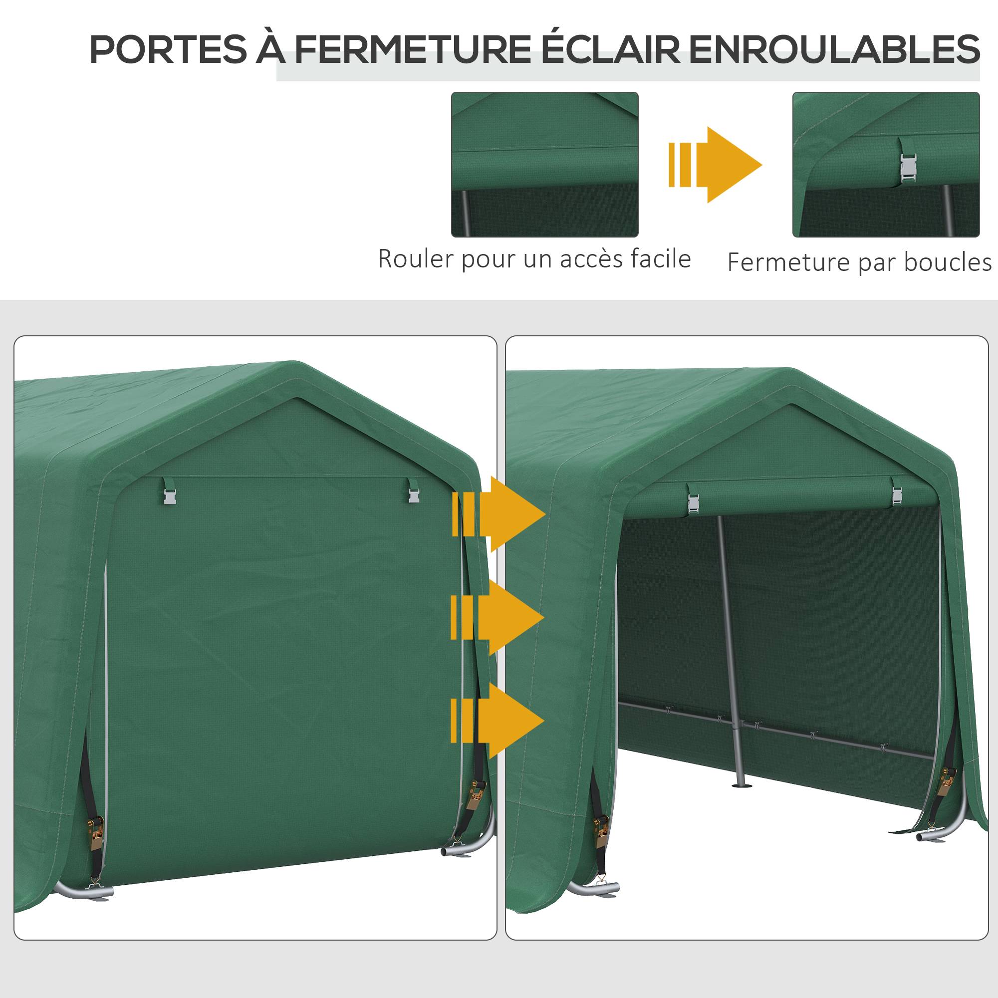 Outsunny - Tente garage carport dim. 6L x 3l x 2,62H m acier galvanisé PE haute densité 180 g/m² imperméable anti-UV vert - Outsunny - Imagen 6