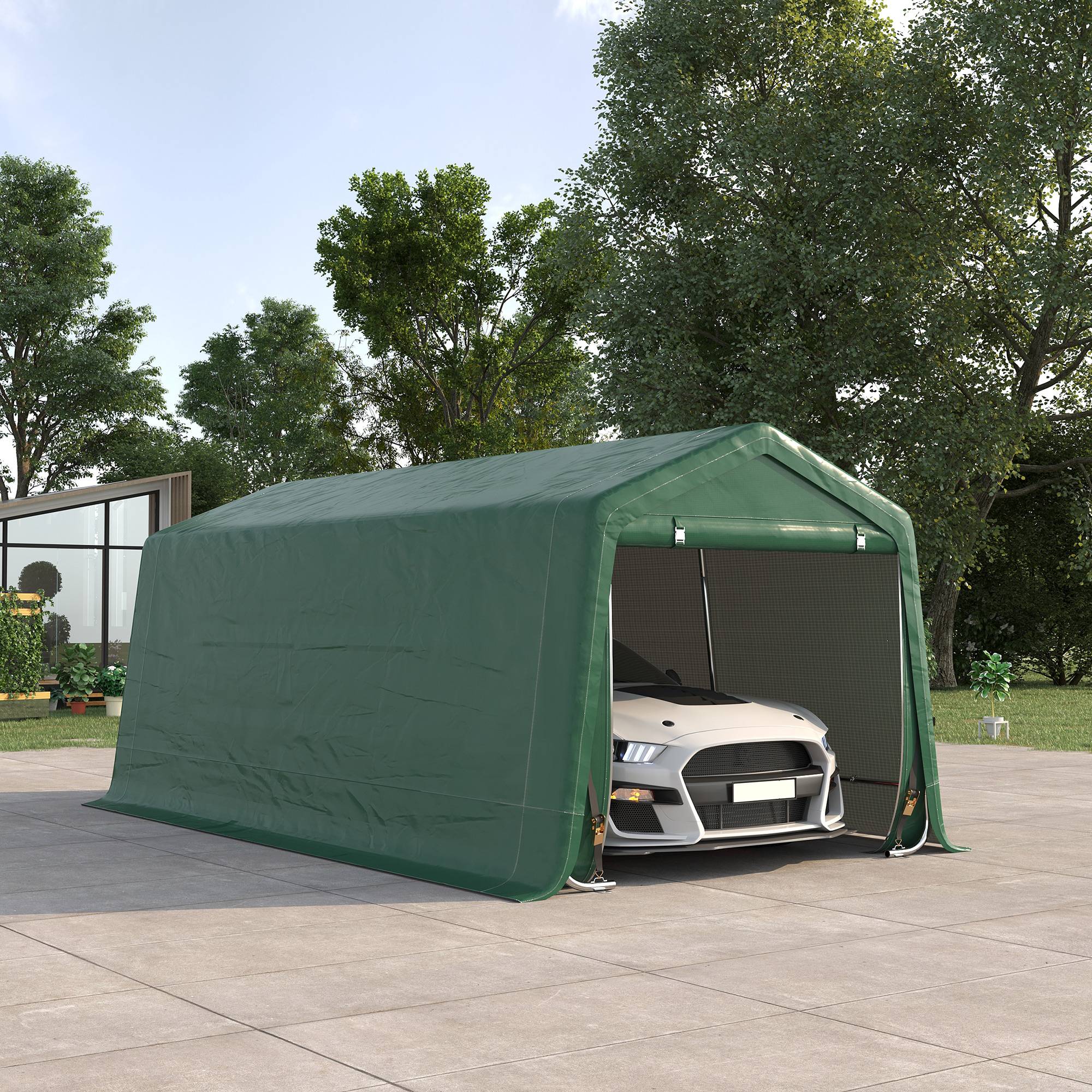 Outsunny - Tente garage carport dim. 6L x 3l x 2,62H m acier galvanisé PE haute densité 180 g/m² imperméable anti-UV vert - Outsunny - Imagen 2