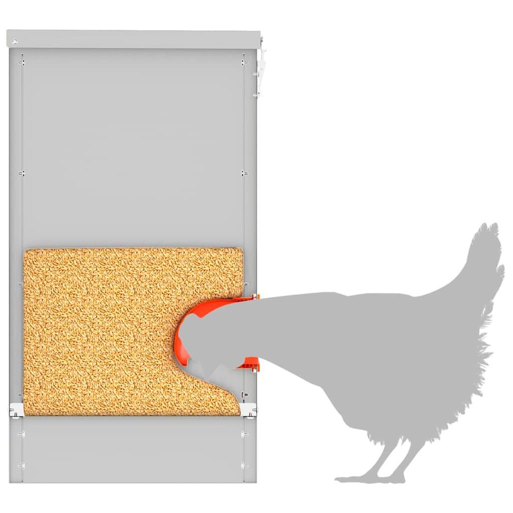 Mangeoire Poule Galvanisée Couvercle Verrouillable 25kg Argent - ComfortXL Outdoor Living - Image 5