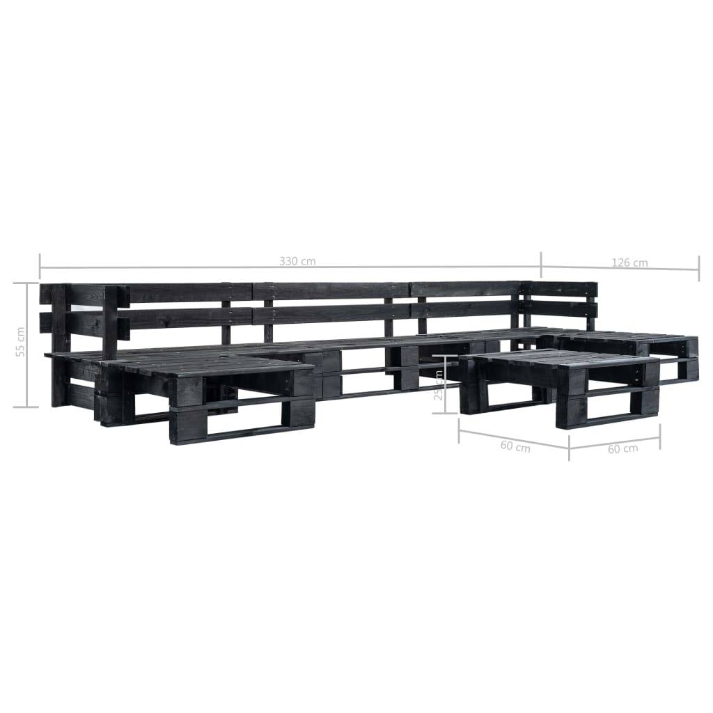 Salon de jardin meuble d'extérieur ensemble de mobilier palette 6 pièces noir bois - Image 3