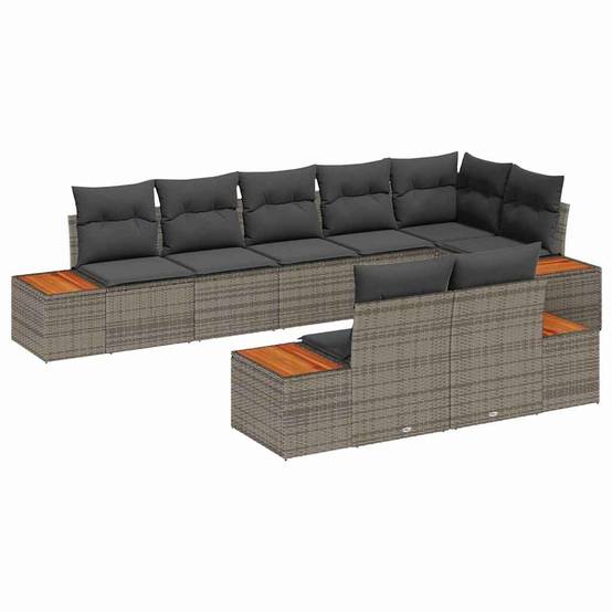 Salon de jardin 8 places 8 pcs en polyrotin avec canapé d'angle Gris – ComfortXL Outdoor Living - Image 2