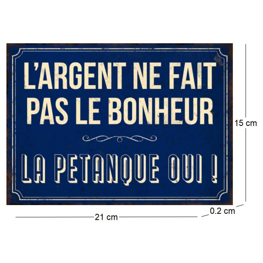 Antic Line Creations - Plaque en métal humour 21 x 15 cm Bonheur pétanque - Imagen 2