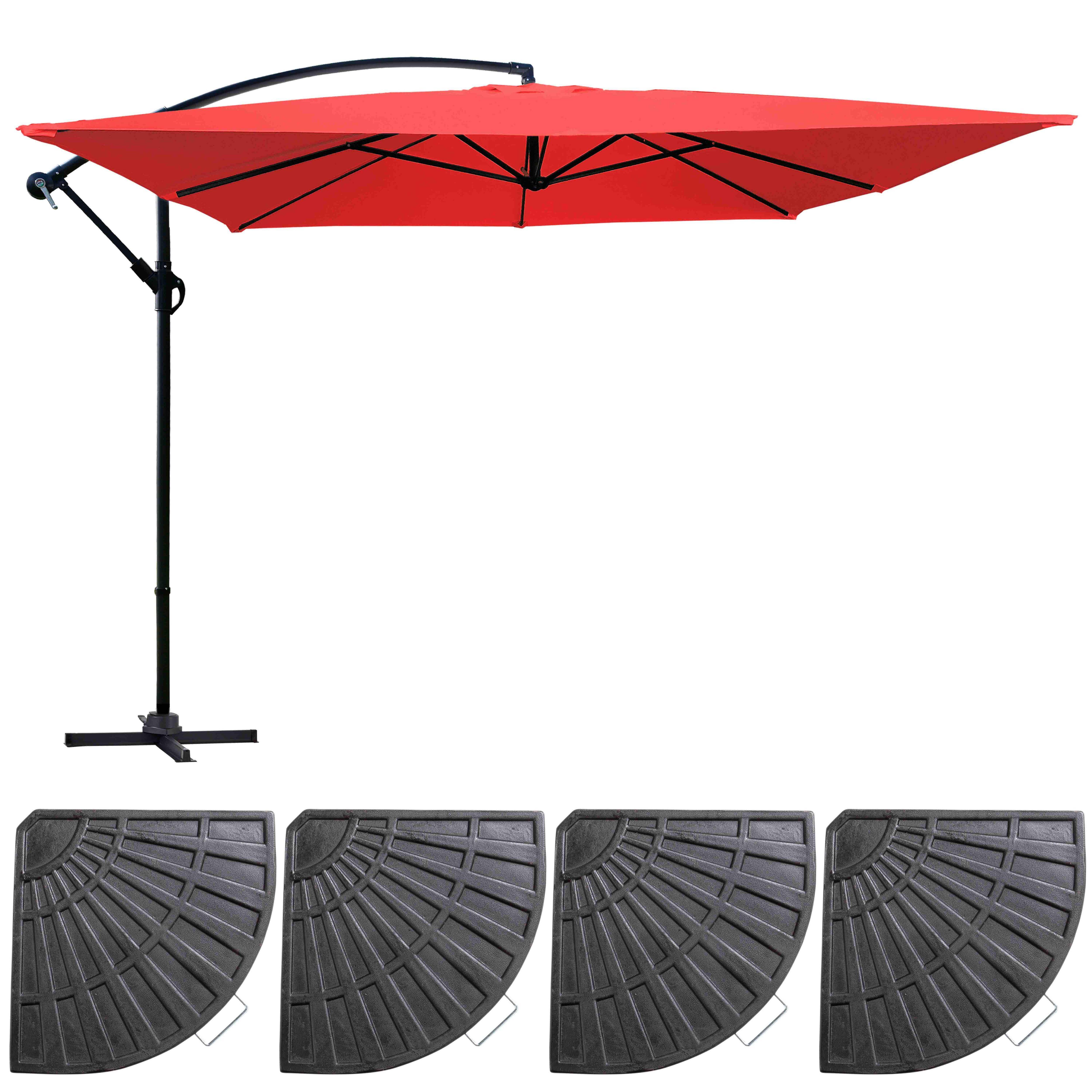 Oviala - Parasol déporté 3x3m et 4 dalles à lestées rouge Genova - Oviala - Imagen 2