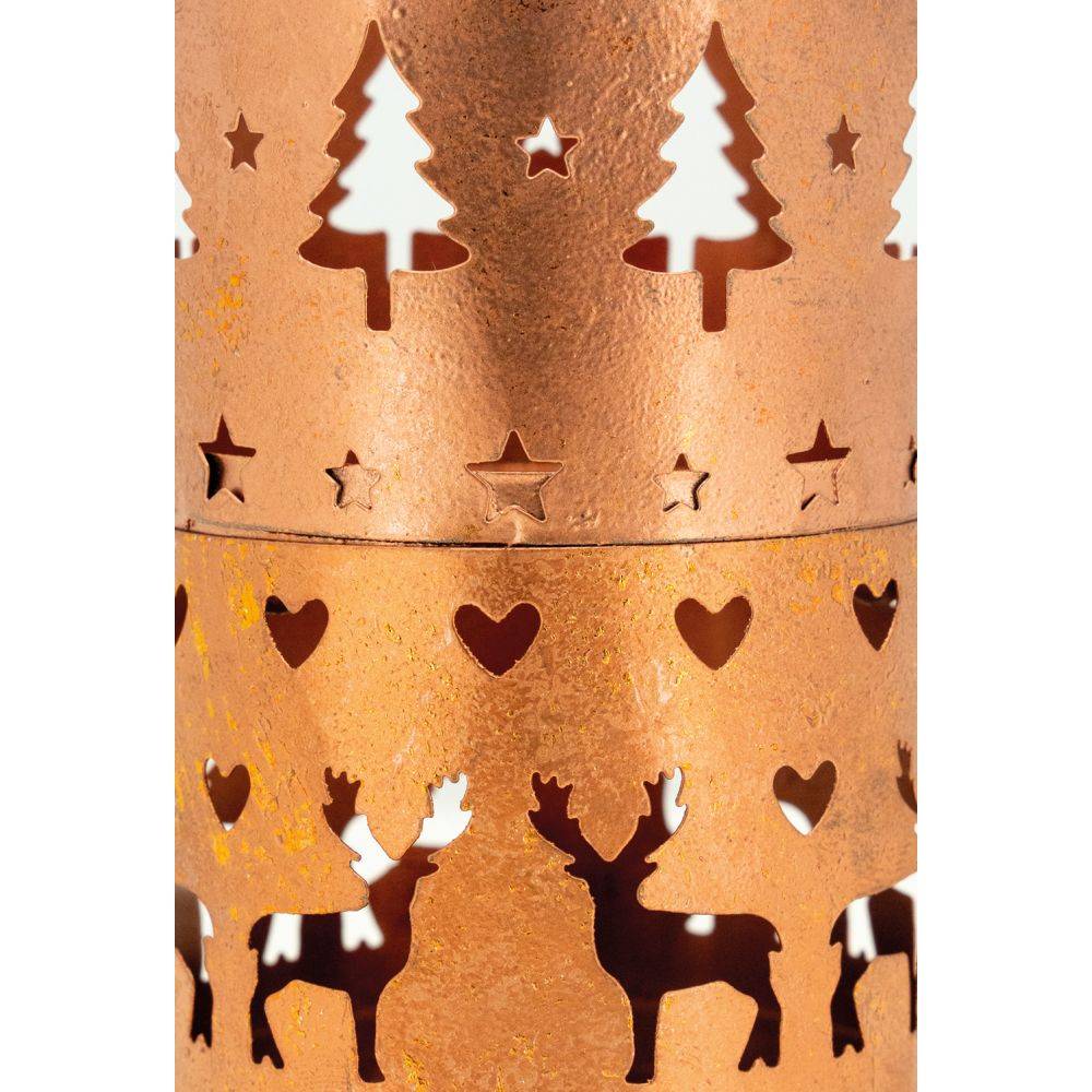 Aubry Gaspard - Photophore de Noël sur pied en métal cuivré (Lot de 2) - Imagen 4