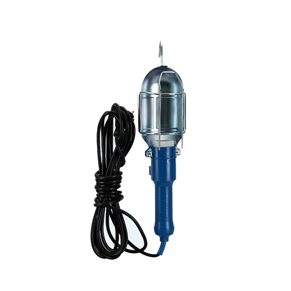 Lampe Baladeuse d'Atelier Embase métallique pour ampoule E27 cable 5 mètres - crochet acier ASLO - Image 1