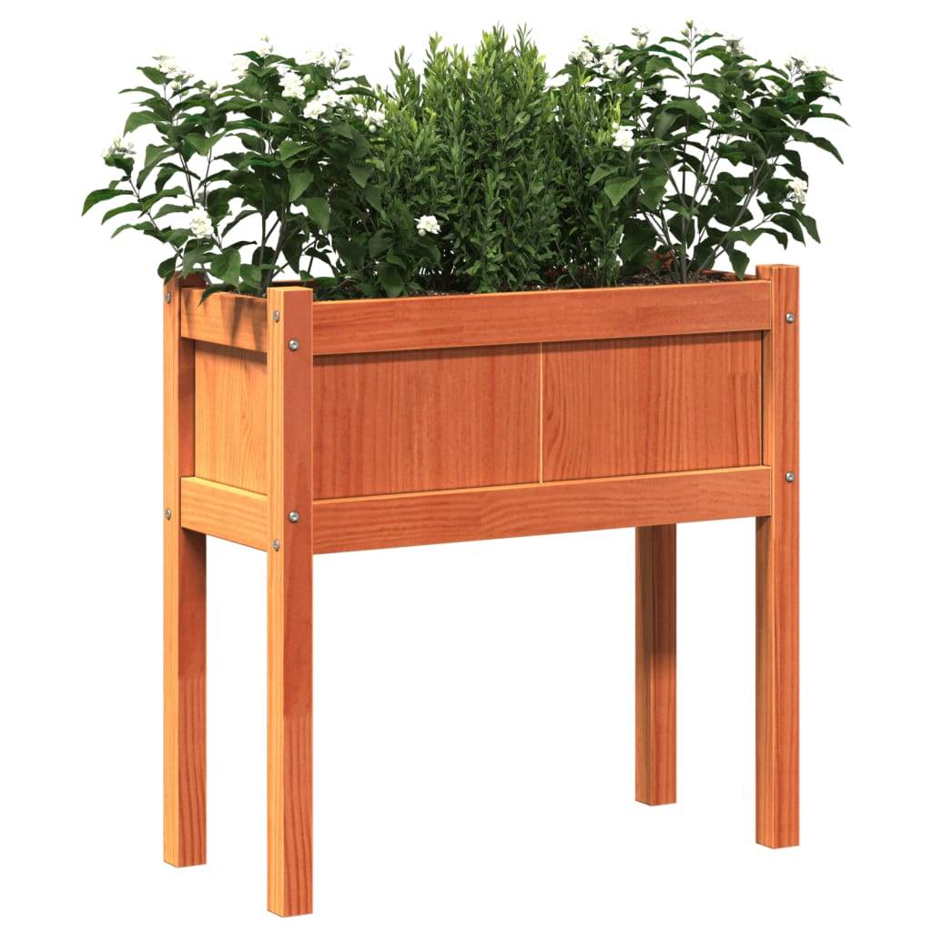 ComfortXL - Lot de 2 Jardinières sur pieds bois 70x31x70 cm potager terrasse balcon Marron – ComfortXL Outdoor Living - Image 4