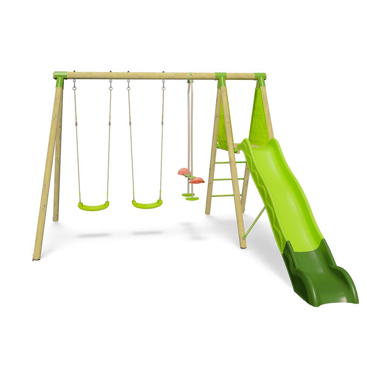 Trigano Jardin - Station de jeux bois 2,30 m Topwood AZUKI VERT- 6 enfants - Image 1