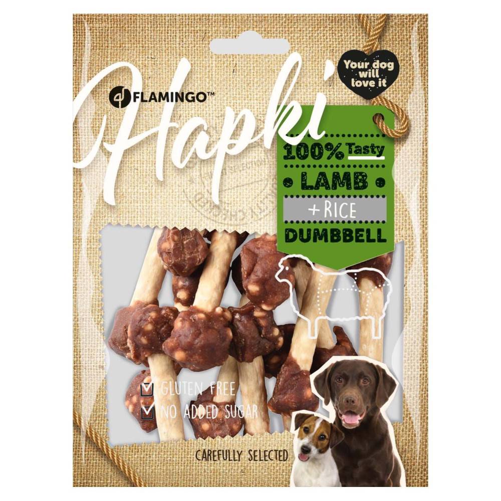Friandise riz et agneau  haltère Hapki BBQ pour chien 150 g sans gluten. - Imagen 2